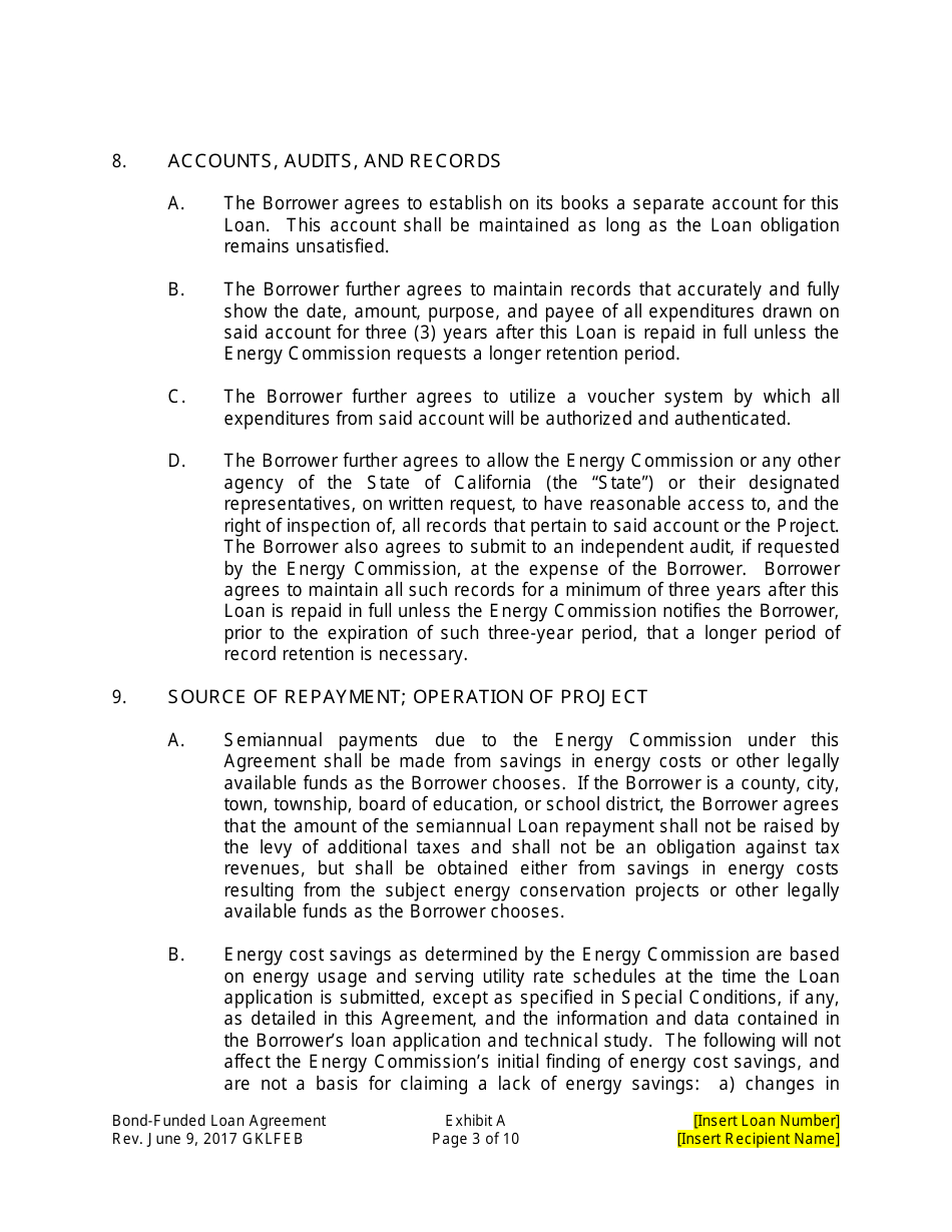 Form CEC-142 Loan Agreement - California, Page 4