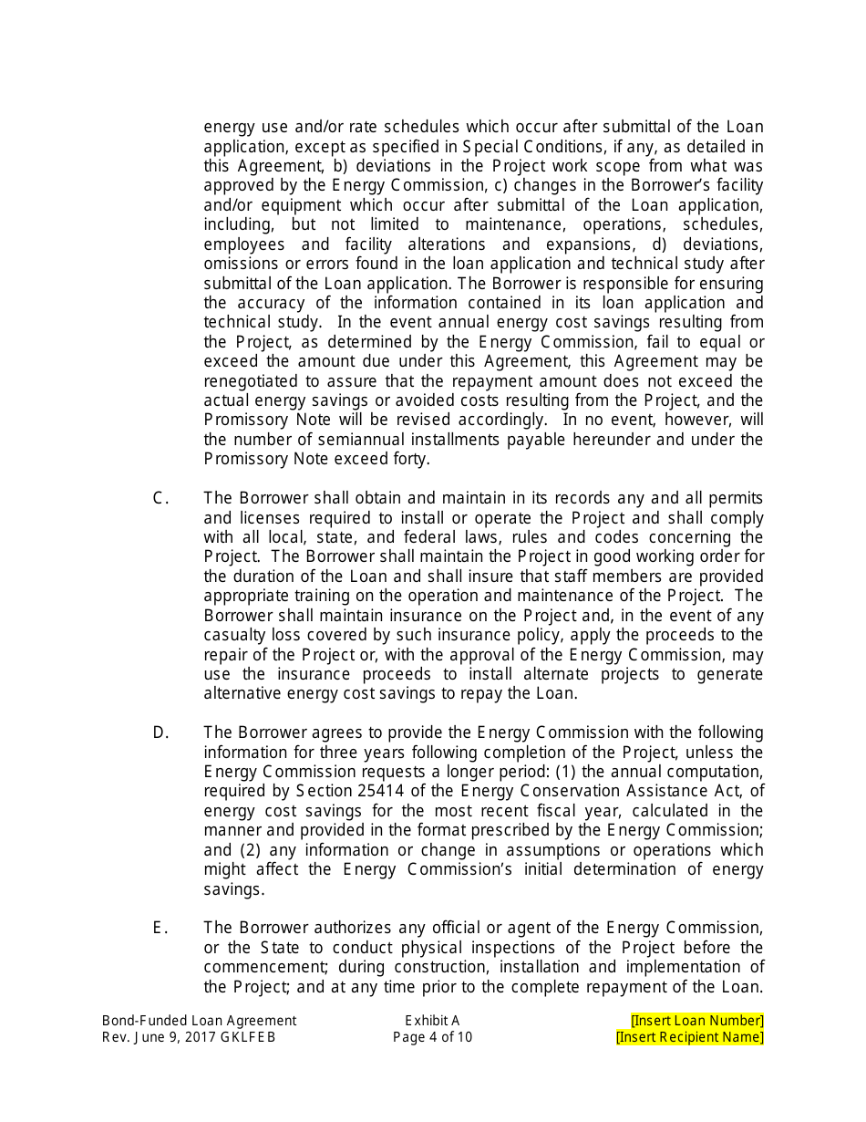 Form CEC-142 Loan Agreement - California, Page 5