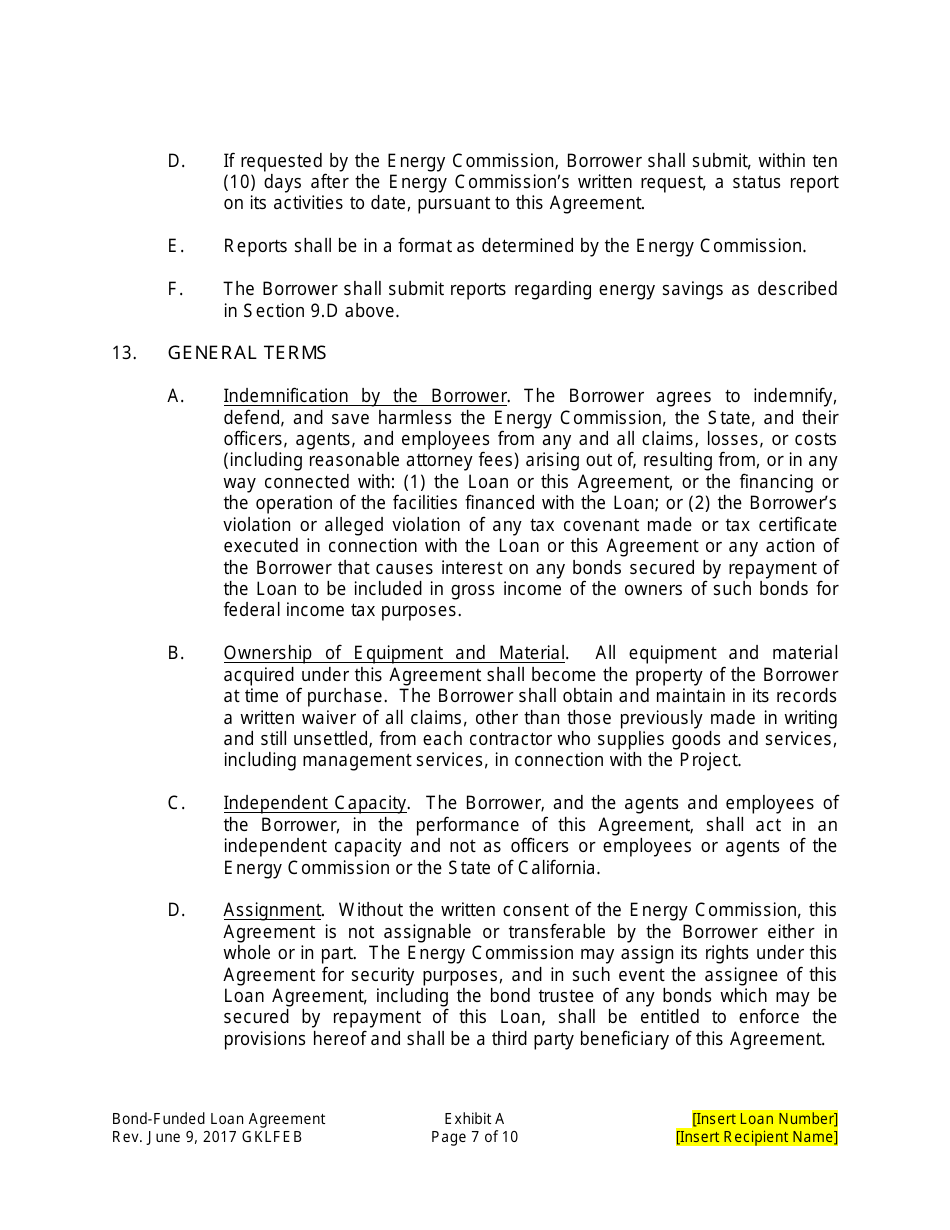 Form CEC-142 Loan Agreement - California, Page 8