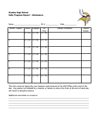 Document preview: Daily Progress Report Template - Attendance - Siuslaw High School - Oregon