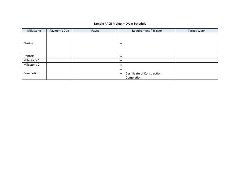 Draw Schedule Template Pace Project Download Printable PDF