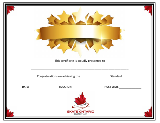 Document preview: Certificate of Achievement With Stars Template - Skate Ontario