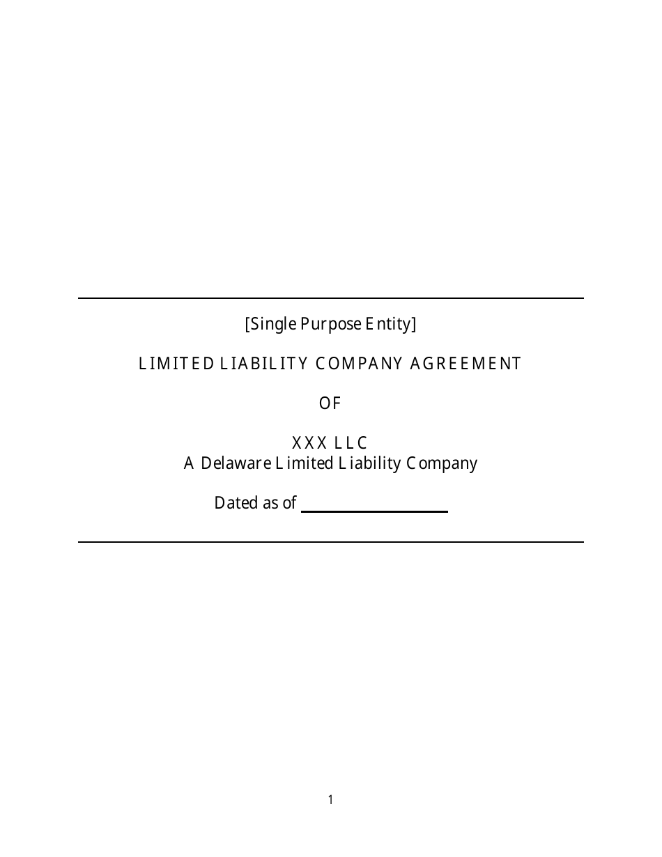 LLC Agreement Form - Delaware, Page 1