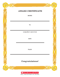 Document preview: Award Certificate Template