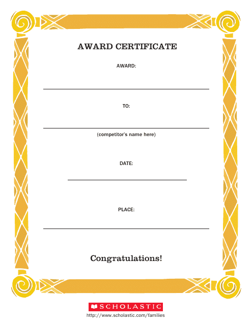 Award Certificate Template - White and Yellow