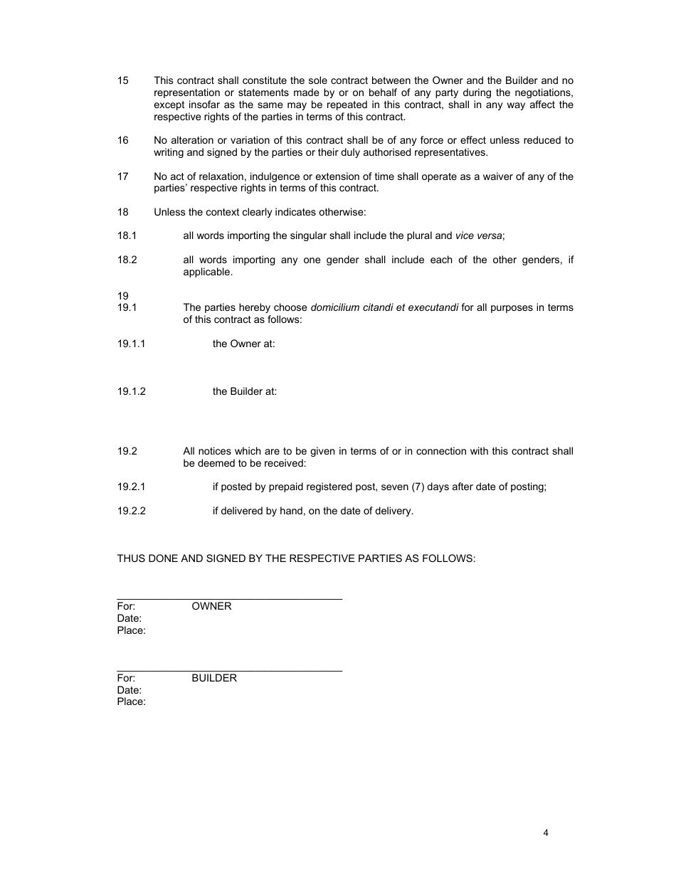 Building Agreement Template - Lines, Page 4