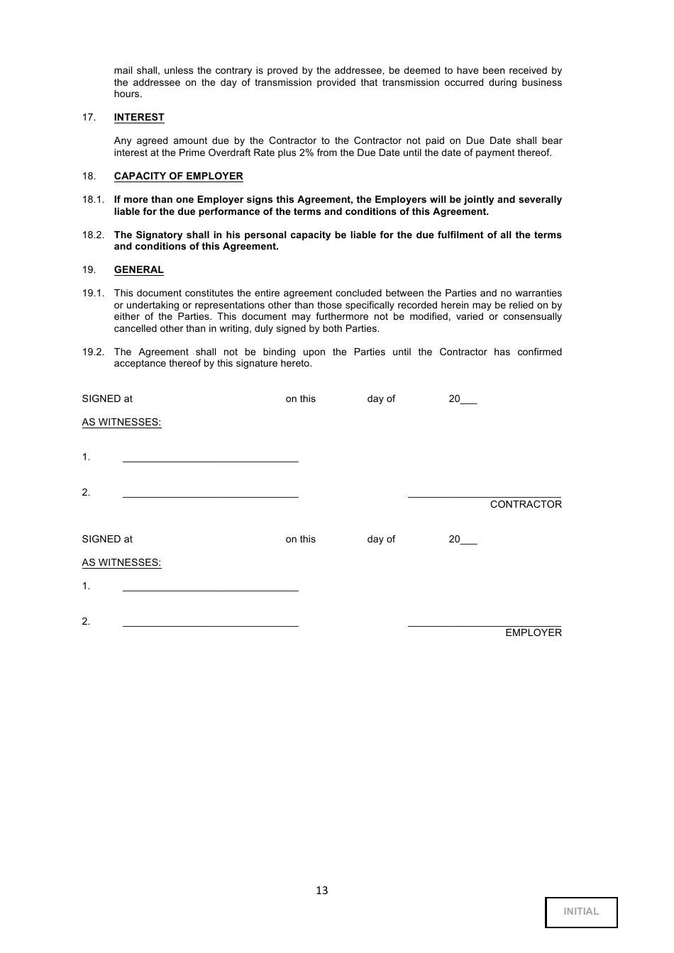 Building Agreement Template - Tables, Page 13