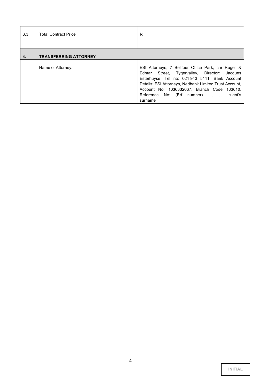 Building Agreement Template - Tables, Page 4
