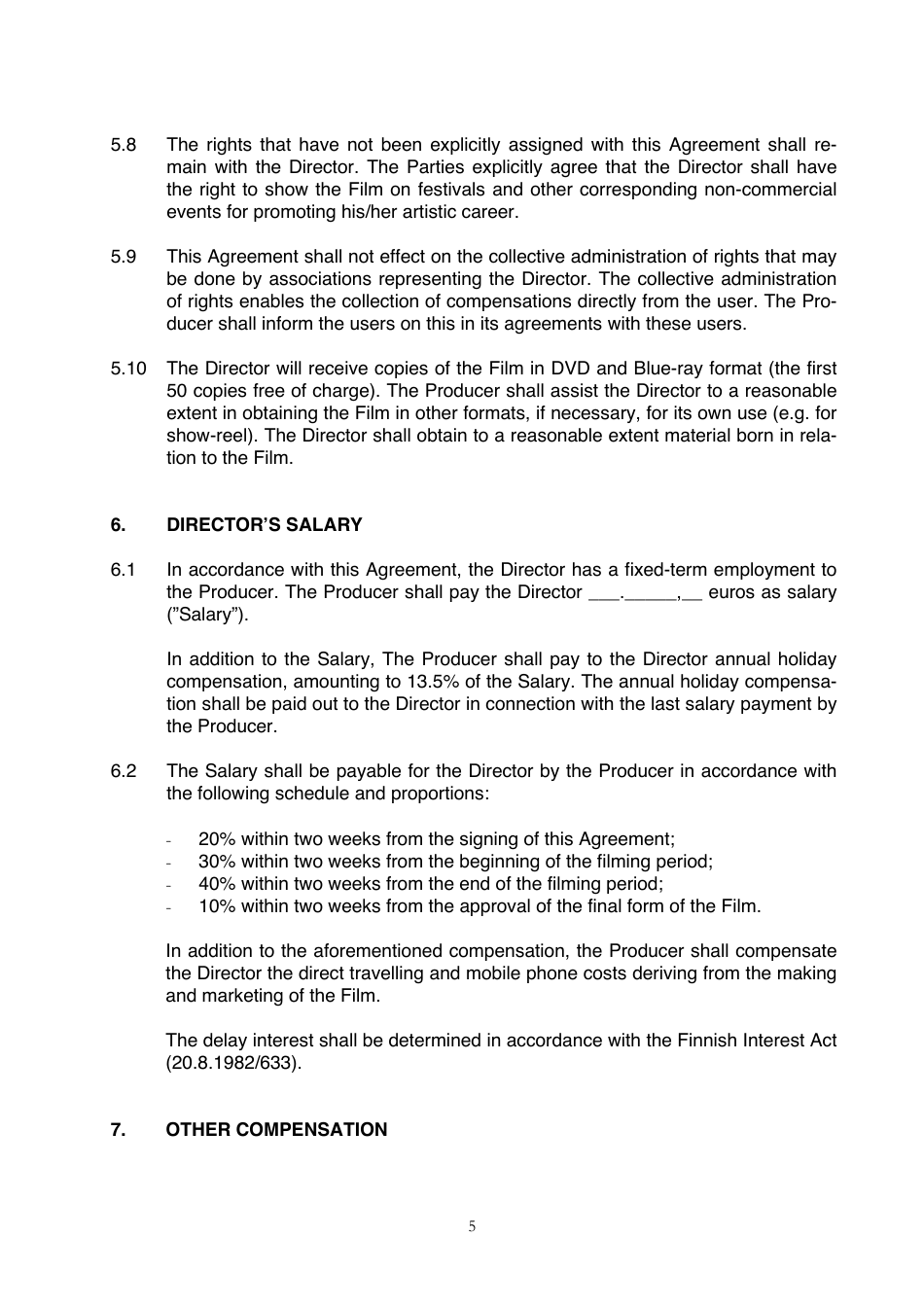 Film Director Agreement (Fiction Film) Template, Page 5
