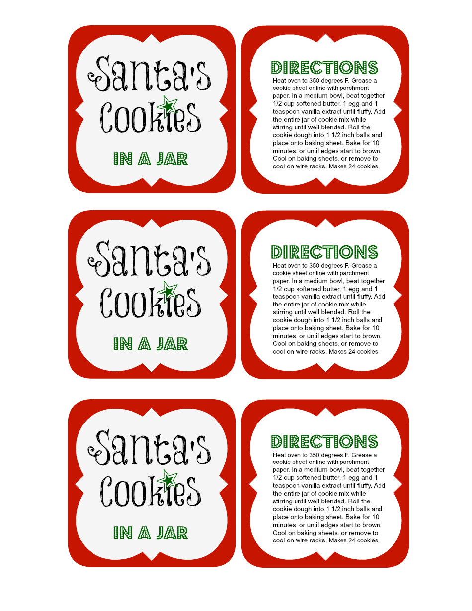 Santa's Cookies Gift Tag Templates