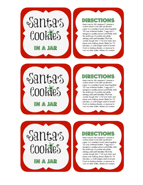 Santa's Cookies Gift Tag Templates Download Printable PDF | Templateroller