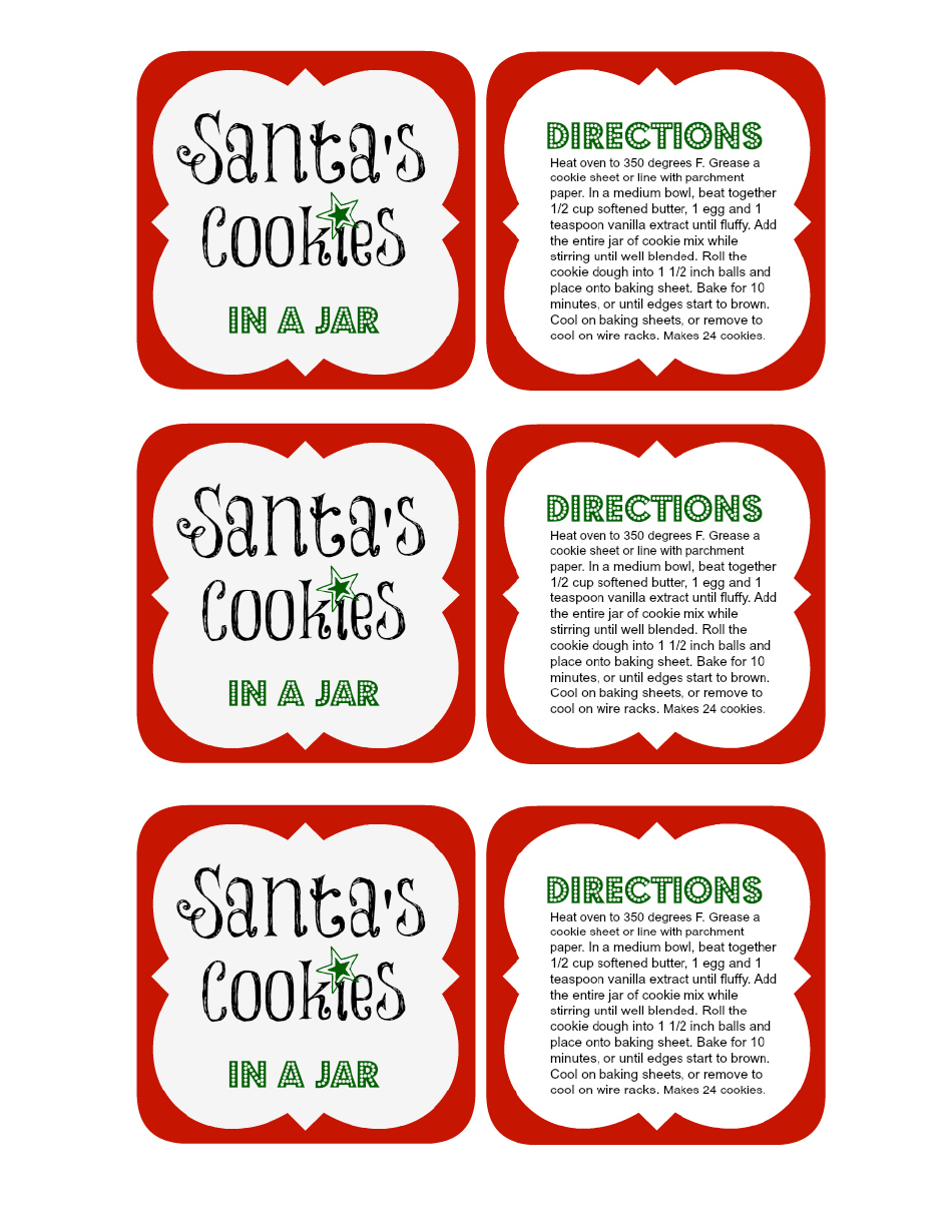 Santa's Cookies Gift Tag Templates Download Printable PDF ...