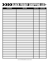Document preview: Black Friday Shopping List Template - Arrow
