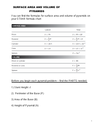 Document preview: Staar Surface Area and Volume of Pyramids Worksheet - Texas