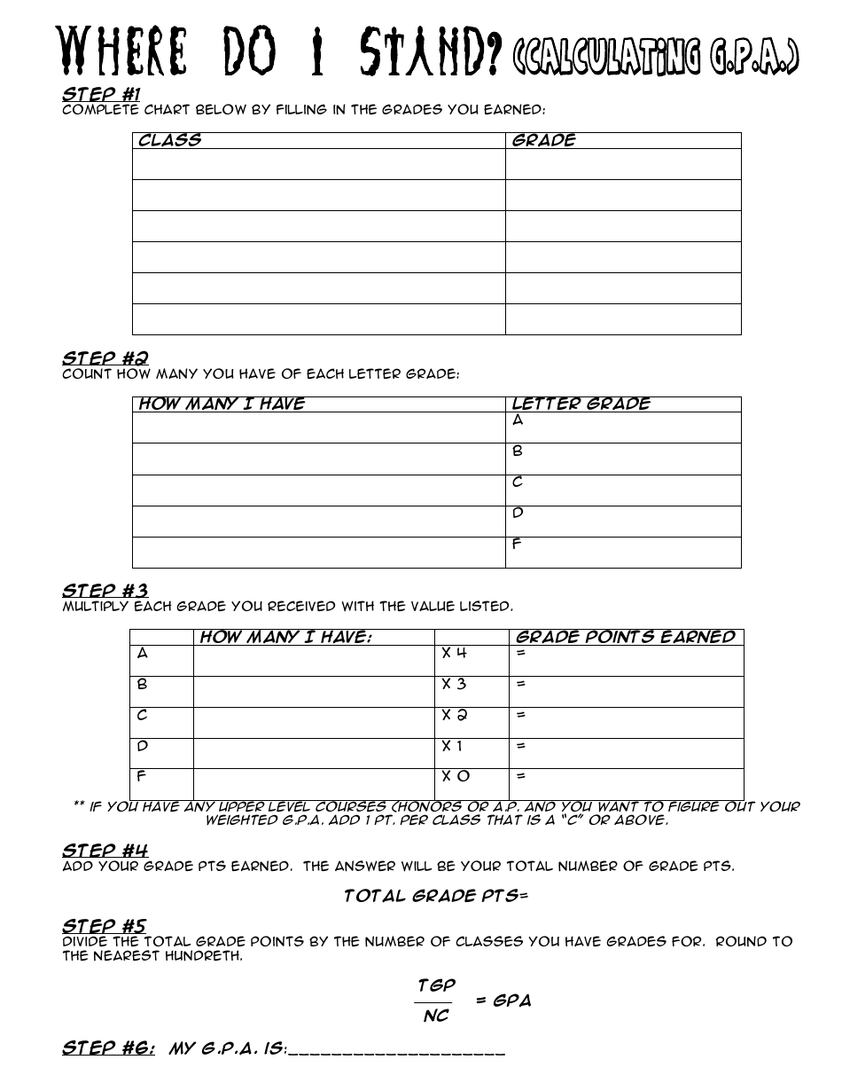 Avid GPA Calculation Chart Template - Free Image Preview