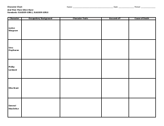 Document preview: And Then There Were None Character Chart Template