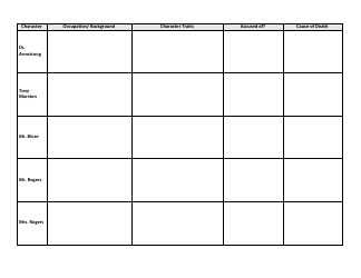 &quot;And Then There Were None Character Chart Template&quot;, Page 2