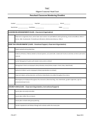 Document preview: Preschool Classroom Monitoring Checklist Template - Tmc