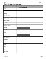 &quot;Romeo and Juliet Character Chart Template&quot;