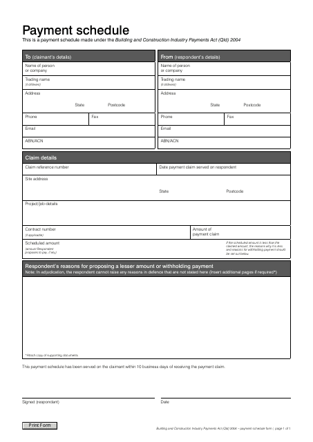 Construction Payment Schedule Template Download Fillable Pdf