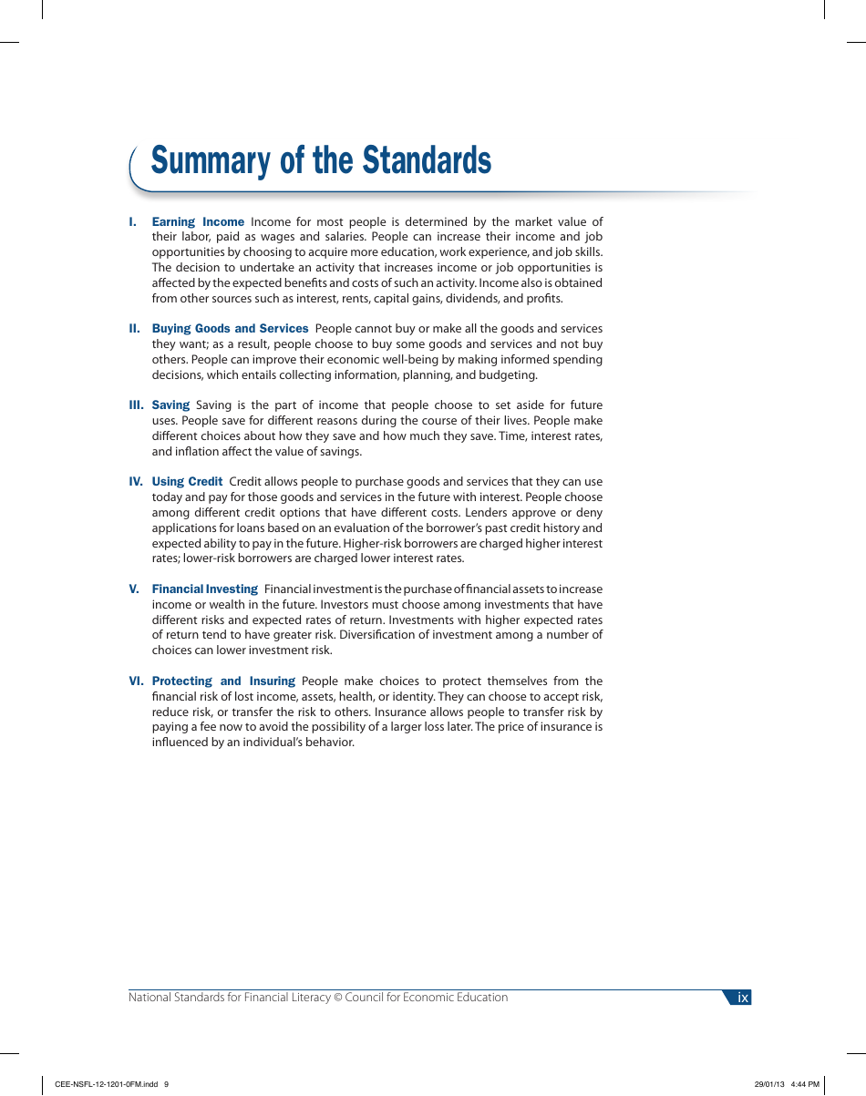 National Standards for Financial Literacy - Council for Economic Education, Page 10