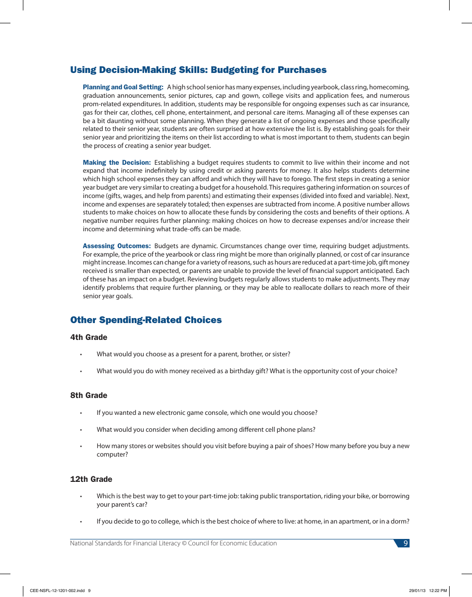 National Standards for Financial Literacy - Council for Economic Education, Page 20
