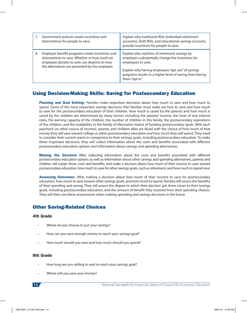 National Standards for Financial Literacy - Council for Economic Education, Page 25