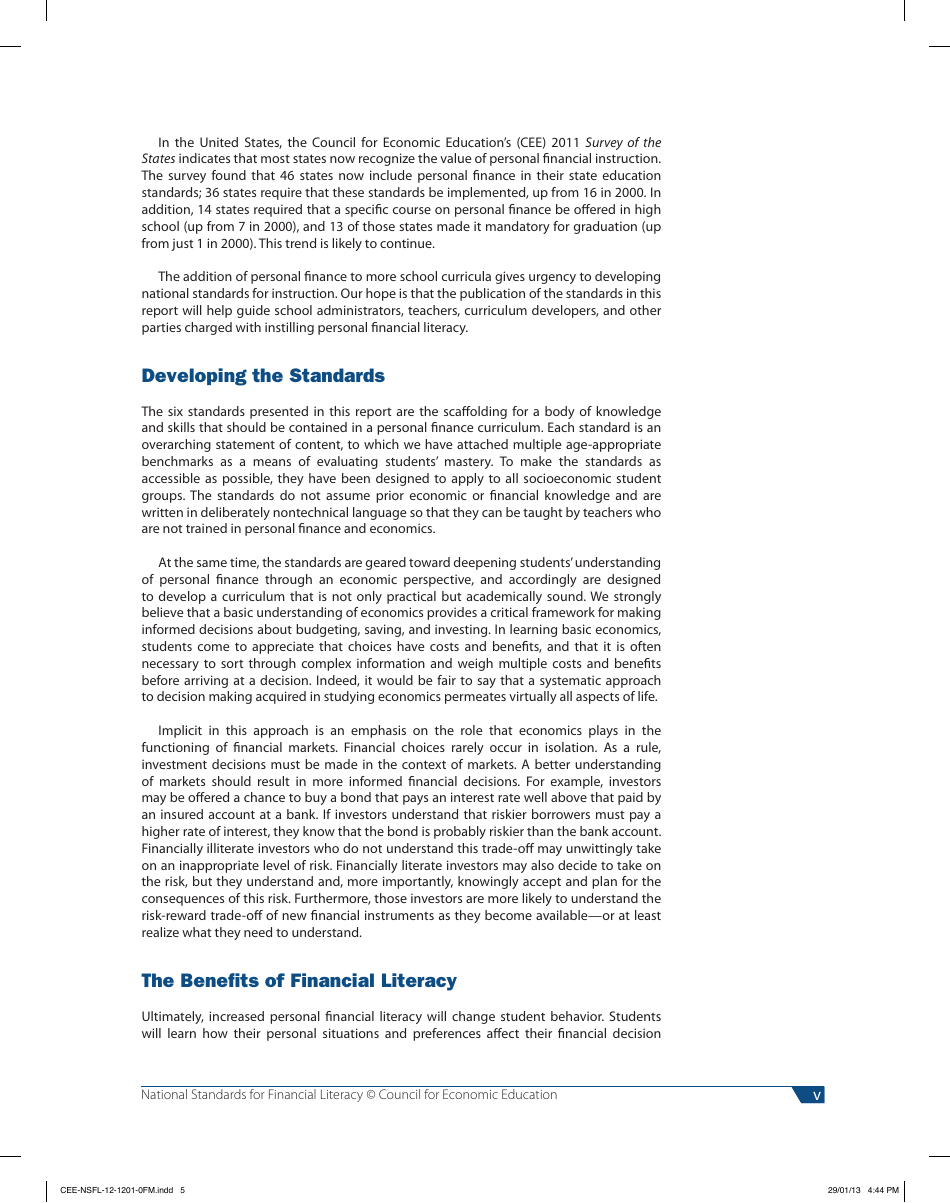 National Standards for Financial Literacy - Council for Economic Education, Page 6