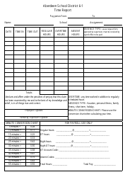 Document preview: Time Report Template - Aberdeen School District 6-1