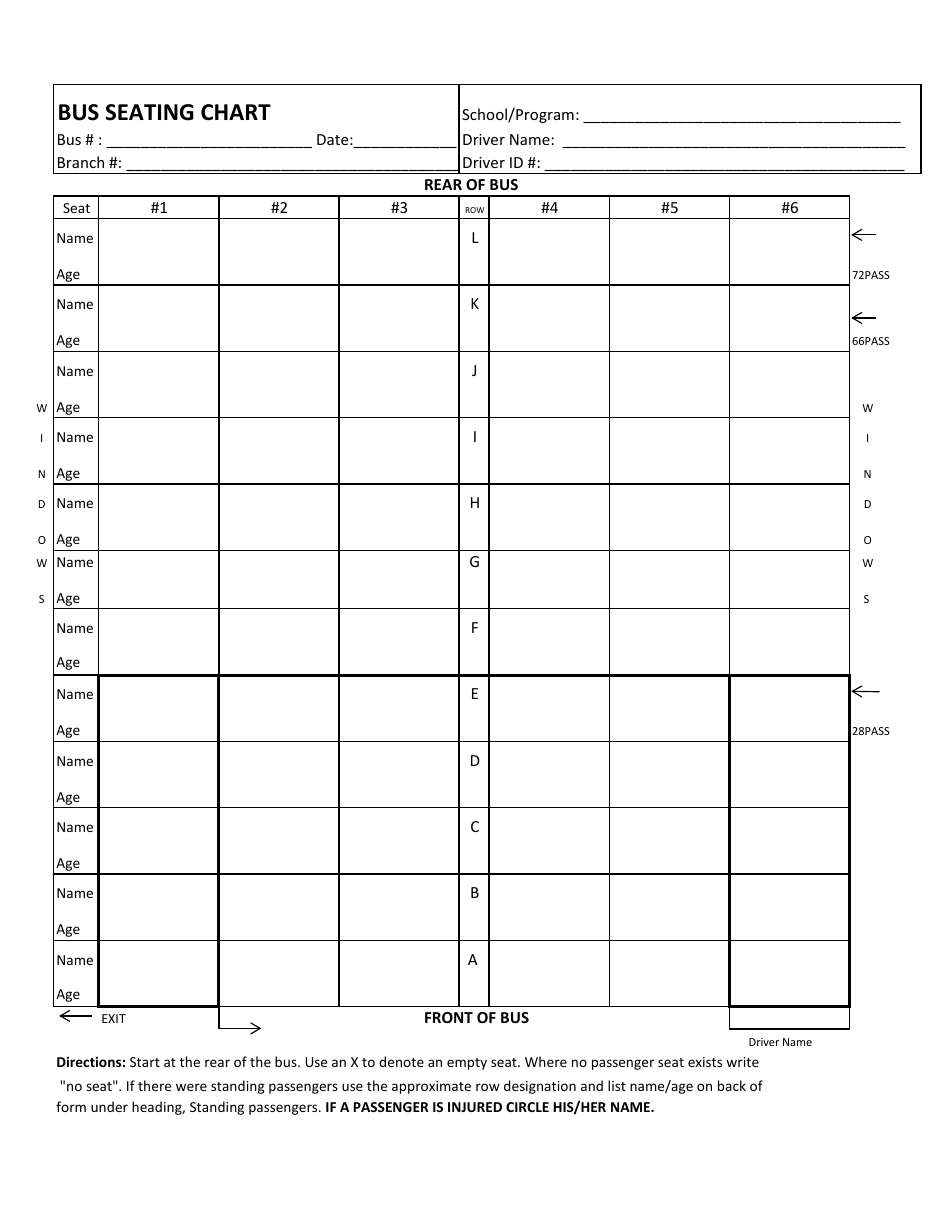 Bus Seating Chart Template Download Fillable Pdf Templateroller
