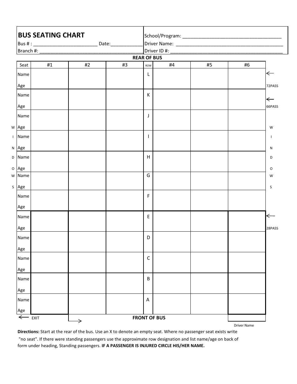 Bus Seating Chart Template Two Rows Download Fillable PDF 