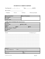 Incident/Occurrence Report Form