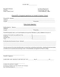 Plaintiff&#039;s Original Petition in Small Claims Court Form - Texas, Page 2