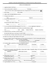 North Carolina Residence &amp; Tuition Status Application Form - North Carolina