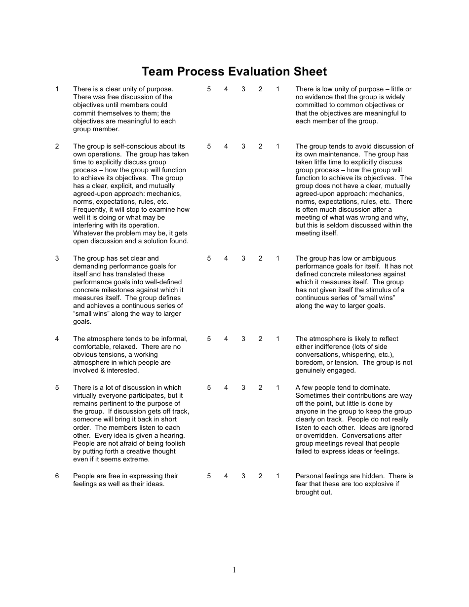 Team Process Evaluation Form - Fill Out, Sign Online And Download PDF ...