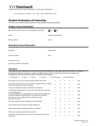 Student Evaluation of Internship - Nyu Steinhardt