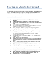 Document preview: Guardian Ad Litem Code of Conduct Template - Voices for Children of Broward County - Broward County, Florida