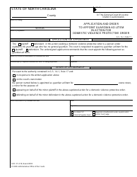 Form AOC-CV-318 &quot;Application and Order to Appoint Guardian Ad Litem in Action for Domestic Violence Protective Order&quot; - North Carolina