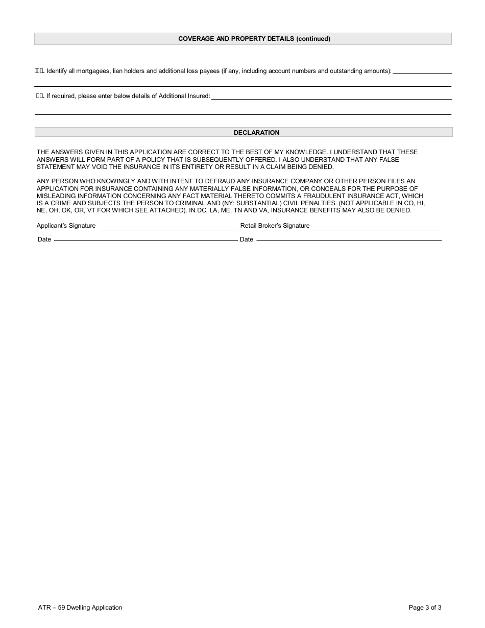 Dwelling Application Form - Inter-Pacific Insurance Brokers, Page 3
