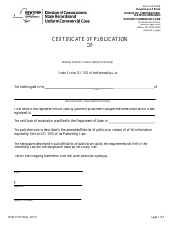 Document preview: Form DOS-1713-F Certificate of Publication - New York