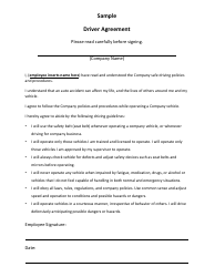 Driver Agreement Template