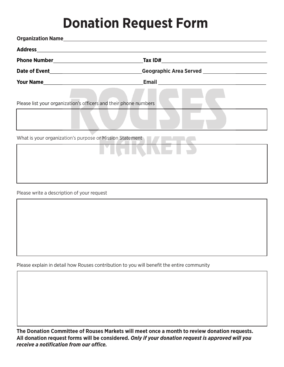 Donation Request Form - Rouses Markets, Page 1