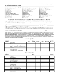 Document preview: Current Mathematics Teacher Recommendation Form