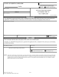 Form AOC-CV-101 Application and Order Extending Time to File Complaint - North Carolina
