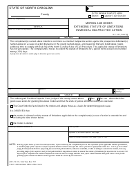 Form AOC-CV-101 Application and Order Extending Time to File Complaint - North Carolina, Page 2