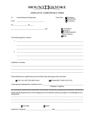 Document preview: Employee Conference Form - Mount Holyoke College
