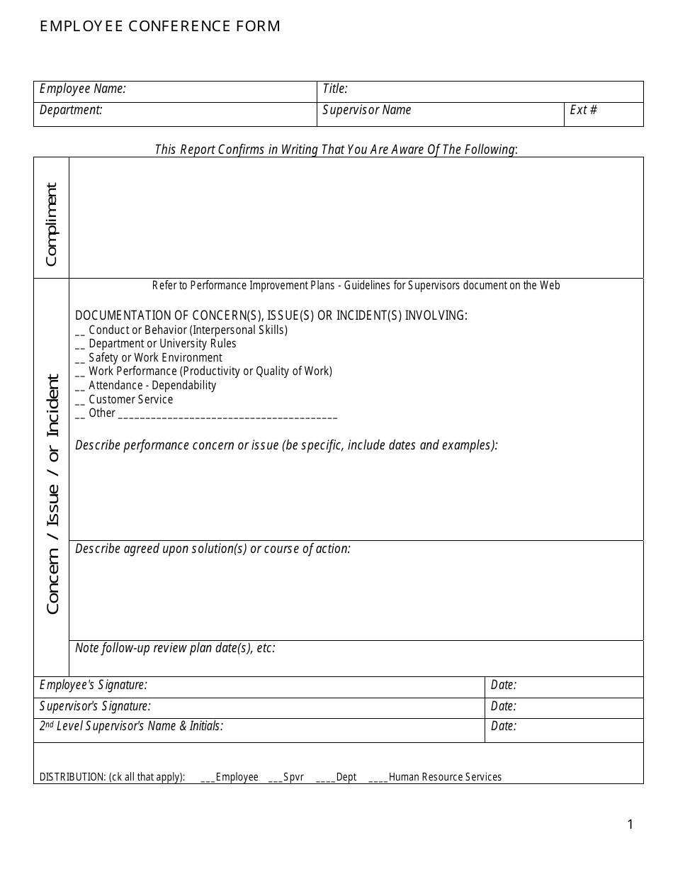 Employee Conference Form - Without Note, Page 1