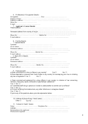Form 5A Sudan Visa Application Form - Embassy of the Republic of South Sudan - Berlin, Germany, Page 2