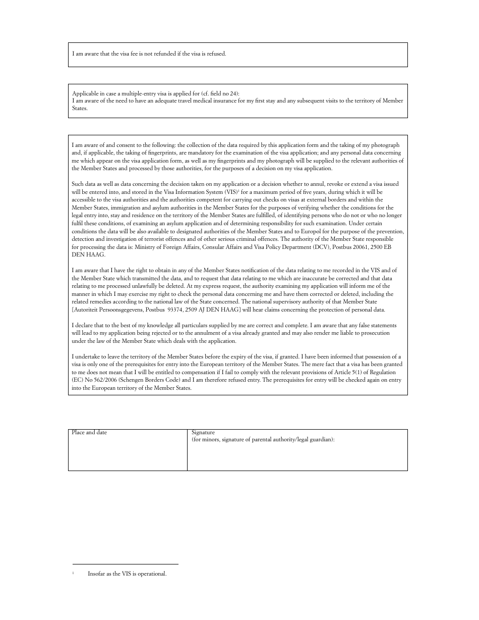 Schengen Visa Application Form, Page 3