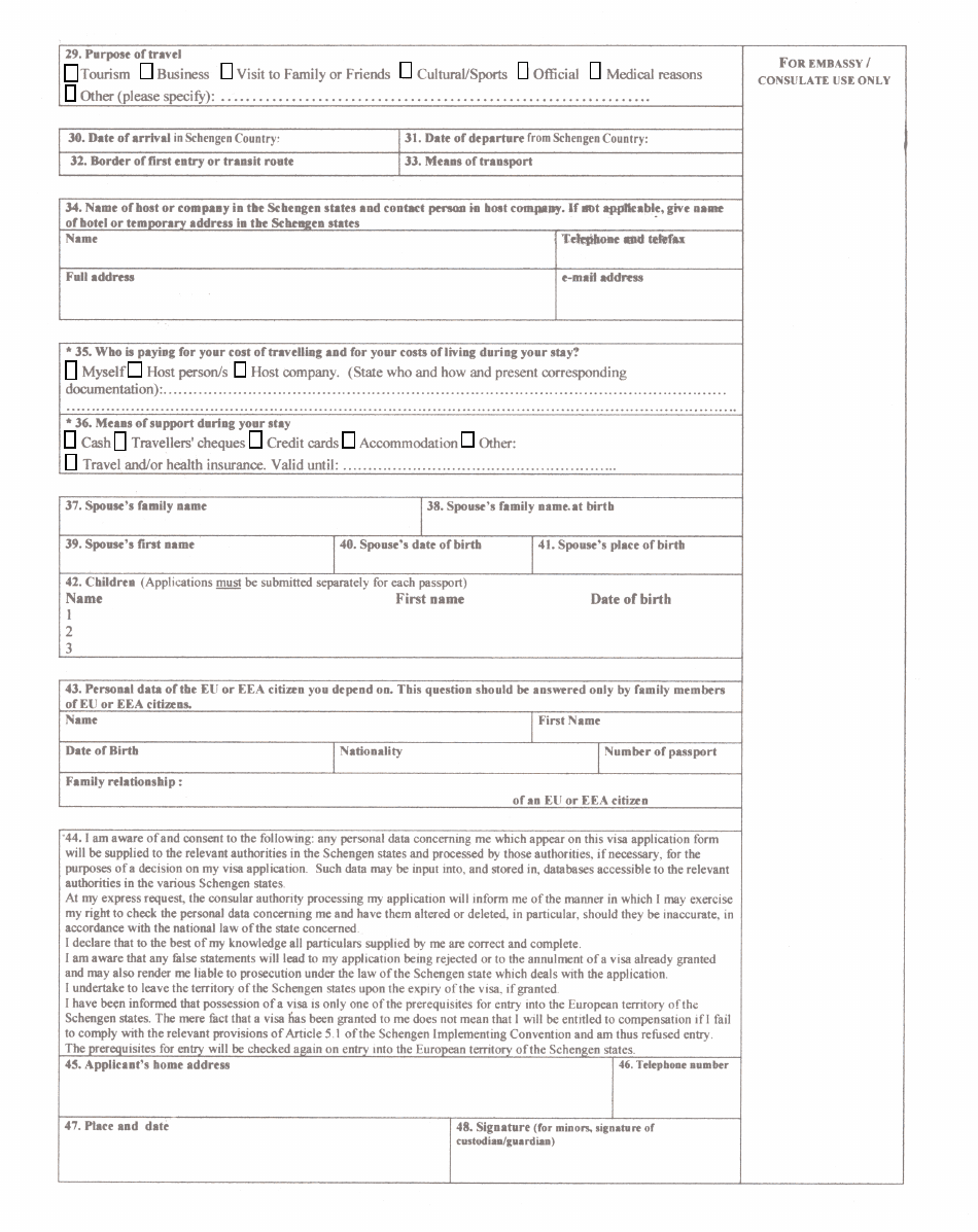 Schengen Visa Application Form - Royal Netherlands Embassy in New Delhi - New Delhi, Delhi, India, Page 2